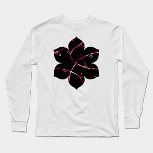 Jagged Leaves, Magenta Long Sleeve T-Shirt